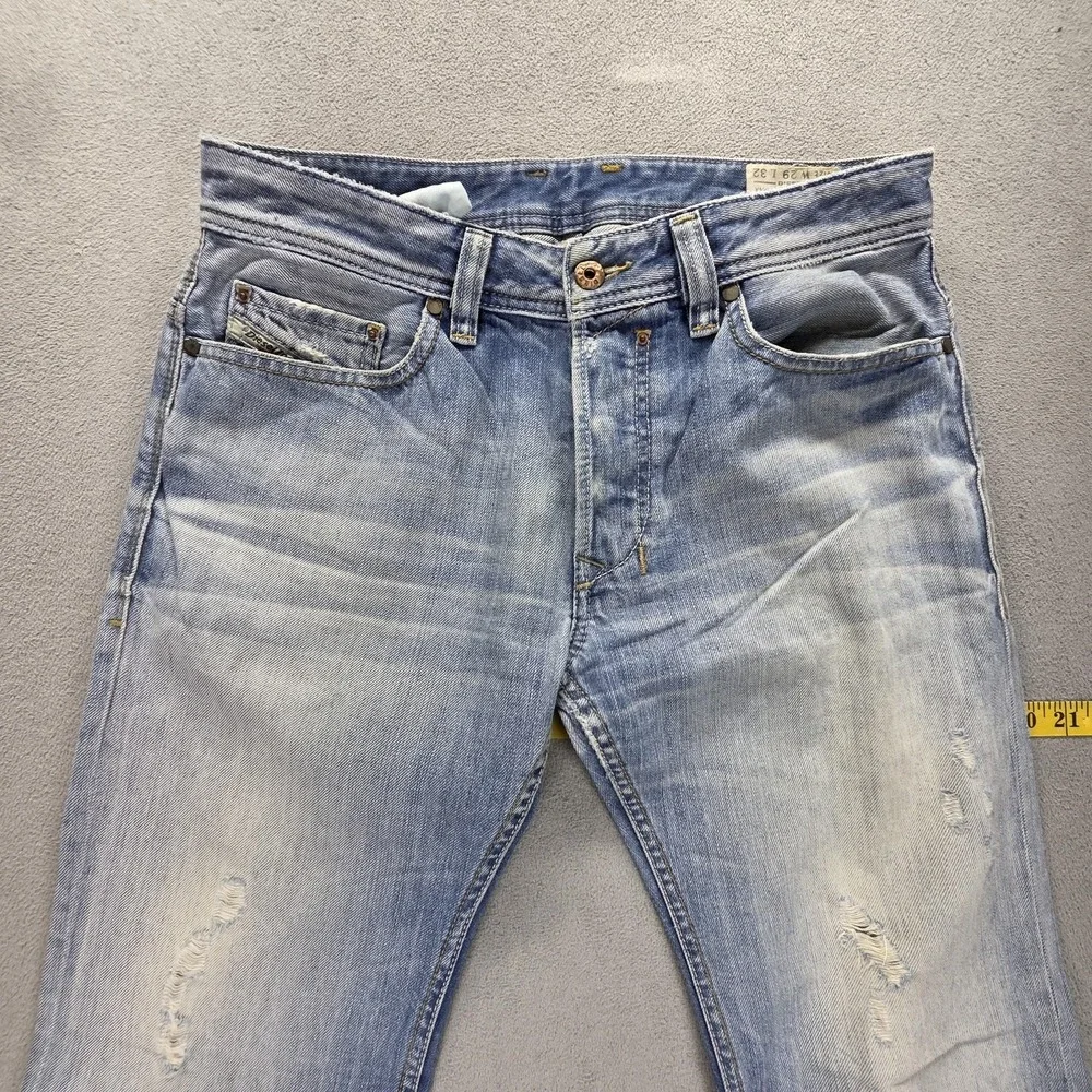 Diesel Jeans Mens 29x32 Blue Safado Regular Slim Straight Altered Hem 0810N